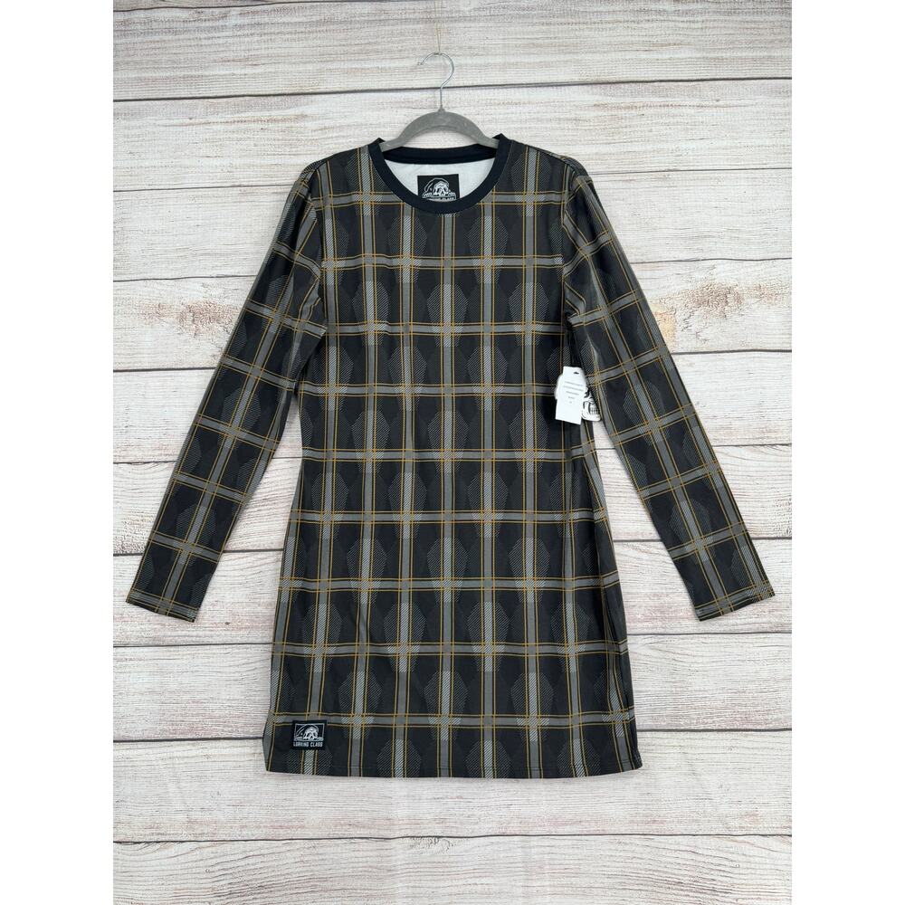 Lurking Class Coffin‎ Print Long Sleeve Shirt Dress Womens XL Gray Stretch NEW
